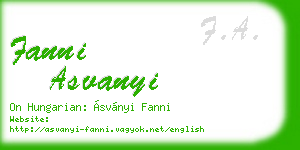 fanni asvanyi business card